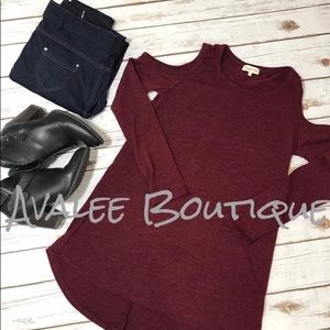 Cold shoulder sweater